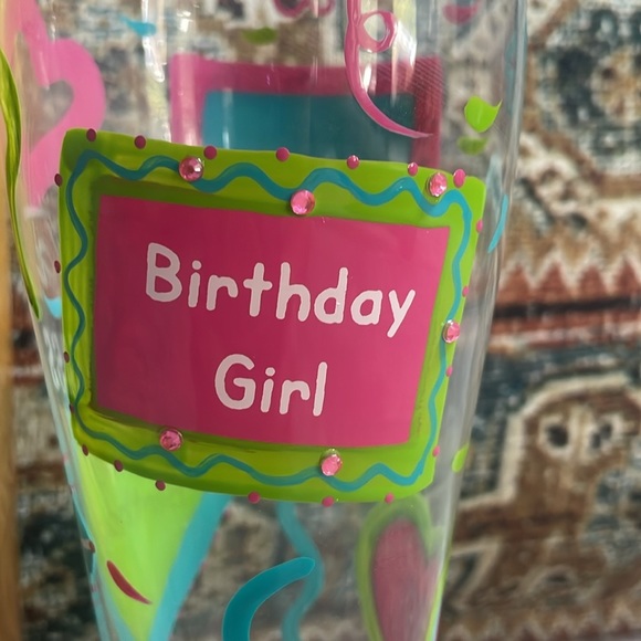 Lolita Hand Painted Pilsner Glass - “Birthday Girl, Too” Gotta-Love-Beer Pilsner - Picture 2 of 16